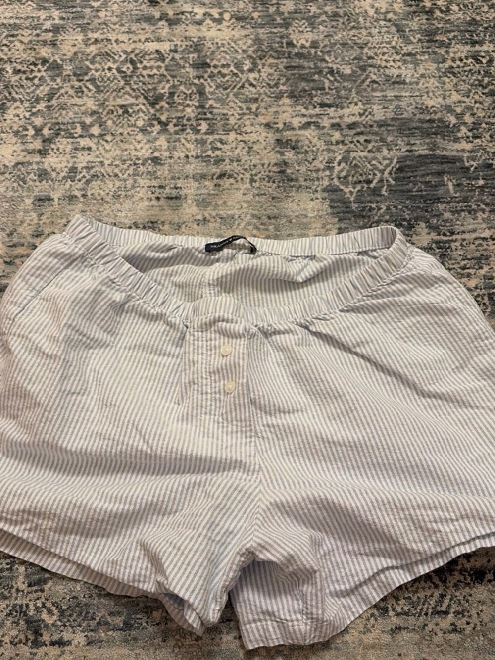 Brandy Melville Light Blue Stripe Women's Elastic Waist Shorts